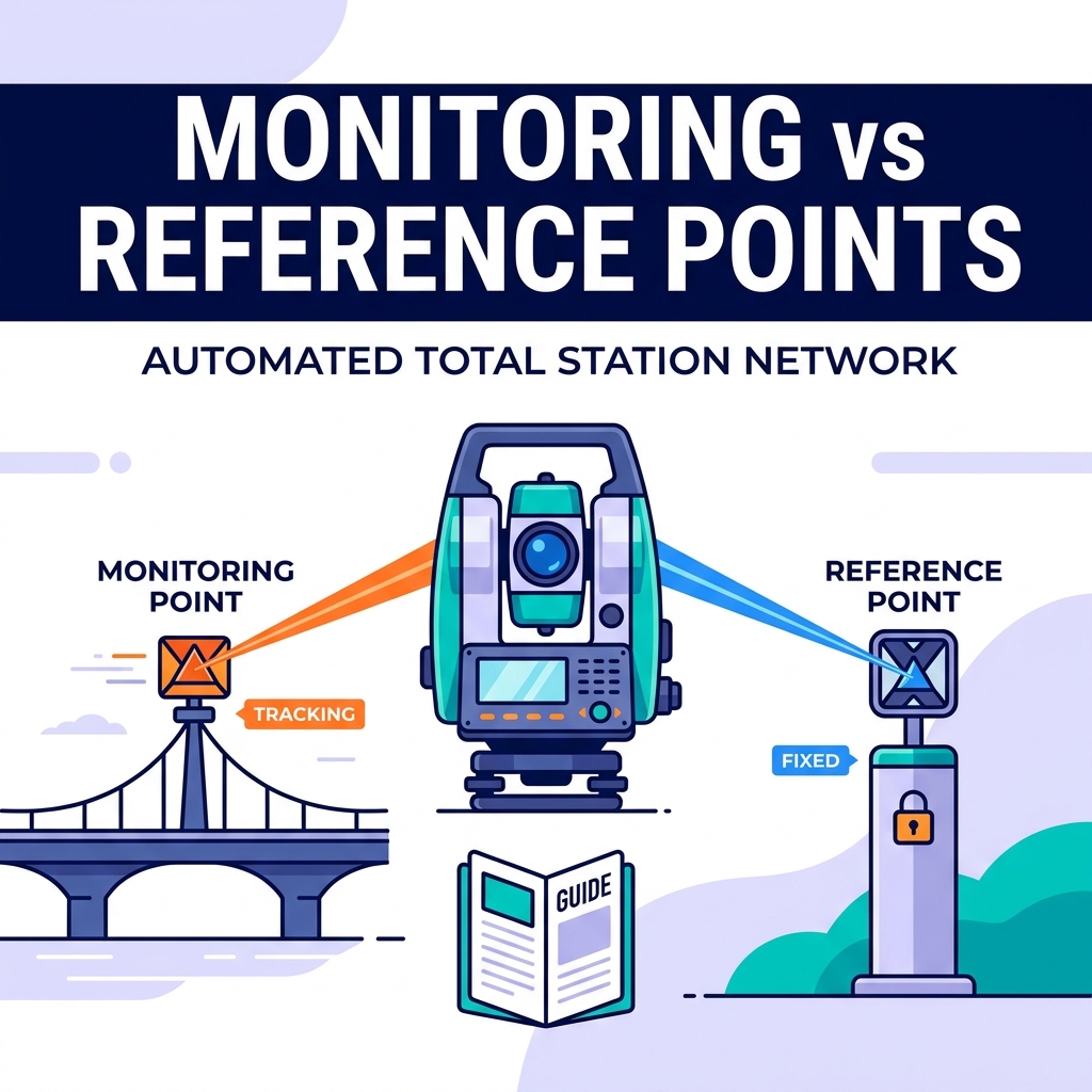 Pontos de monitoramento versus pontos de referência em uma rede automatizada de estações totais