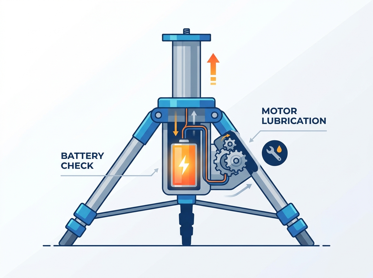 Configura&ccedil;&atilde;o de trip&eacute; de eleva&ccedil;&atilde;o motorizado el&eacute;trico em campo